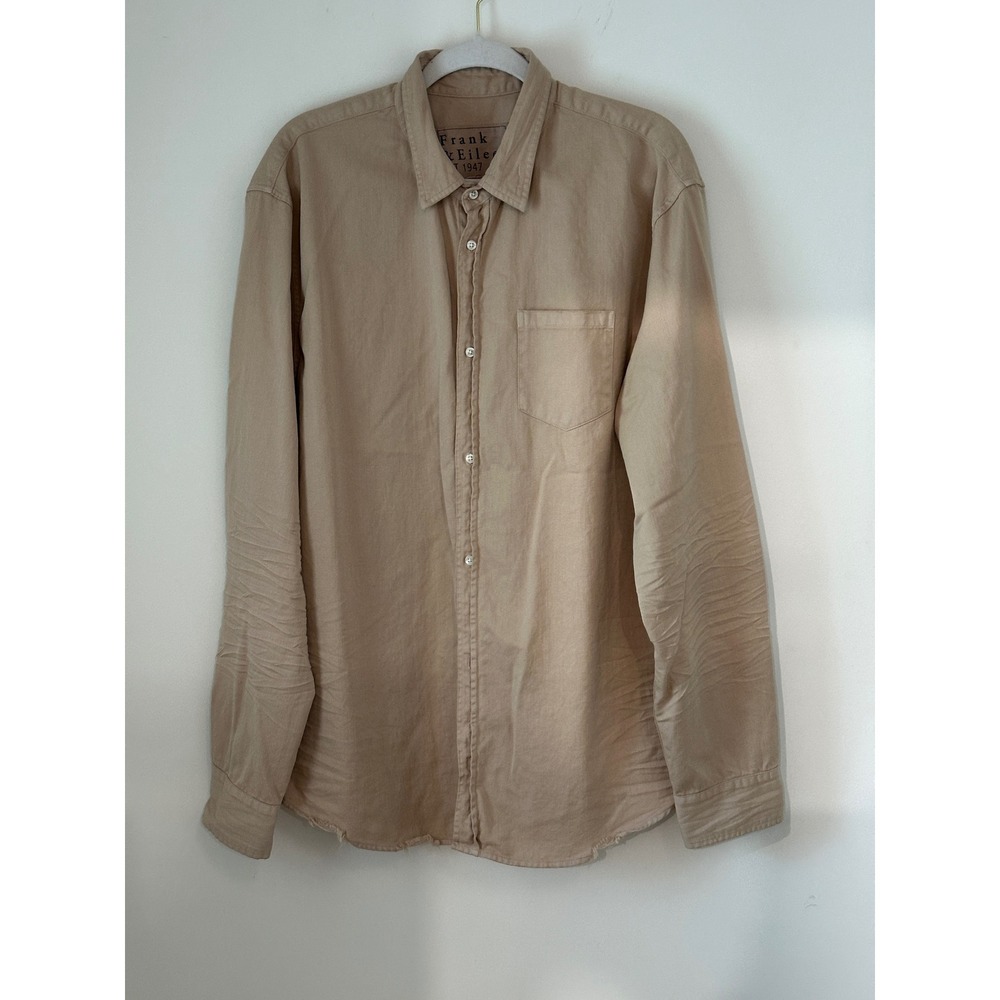 Frank & Eileen Luke Tan Cotton Button Down Shirt Mens XXL Made w/ Italy Fabric - Picture 2 of 11